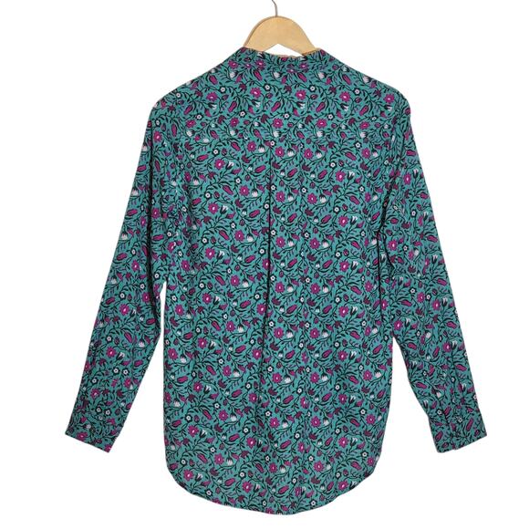 Sundance Floral Joy Button Down Shirt Long Sleeve Blue Purple Green Boho Size S - Picture 8 of 15